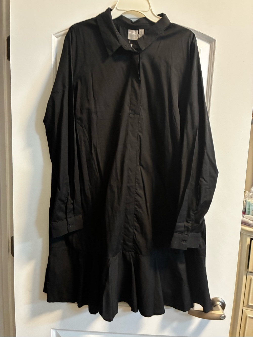 ASOS Black Long-Sleeve Button-Down Shirt Dress